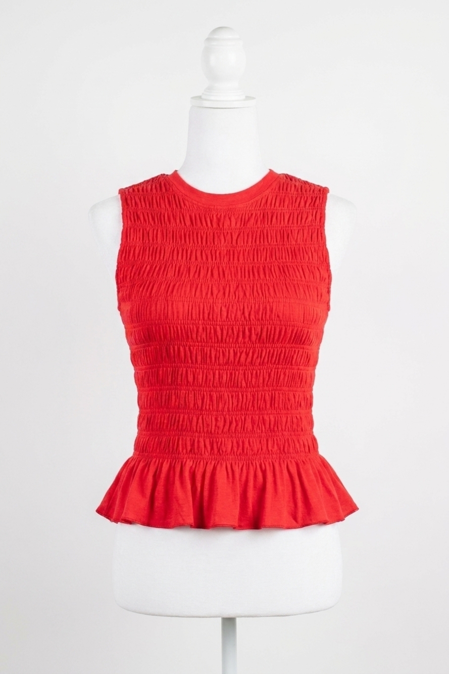 NEW ANNIEWEAR all american flare sleeveless peplum top in red